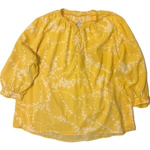 St. John's Bay Yellow and White 1 Cottagecore Floral Frenzy Blouse